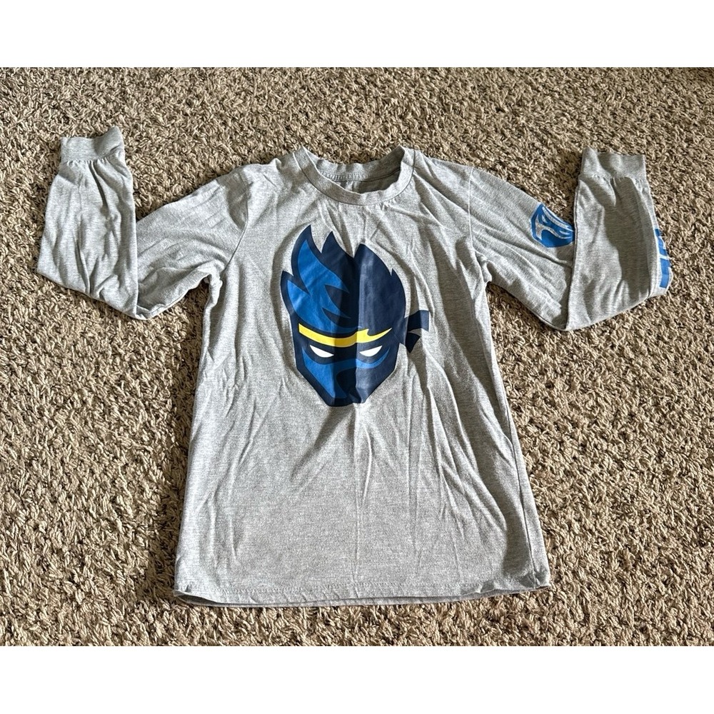 Ninja Boys Gray Graphic Tee Long Sleeve Tee Size Medium